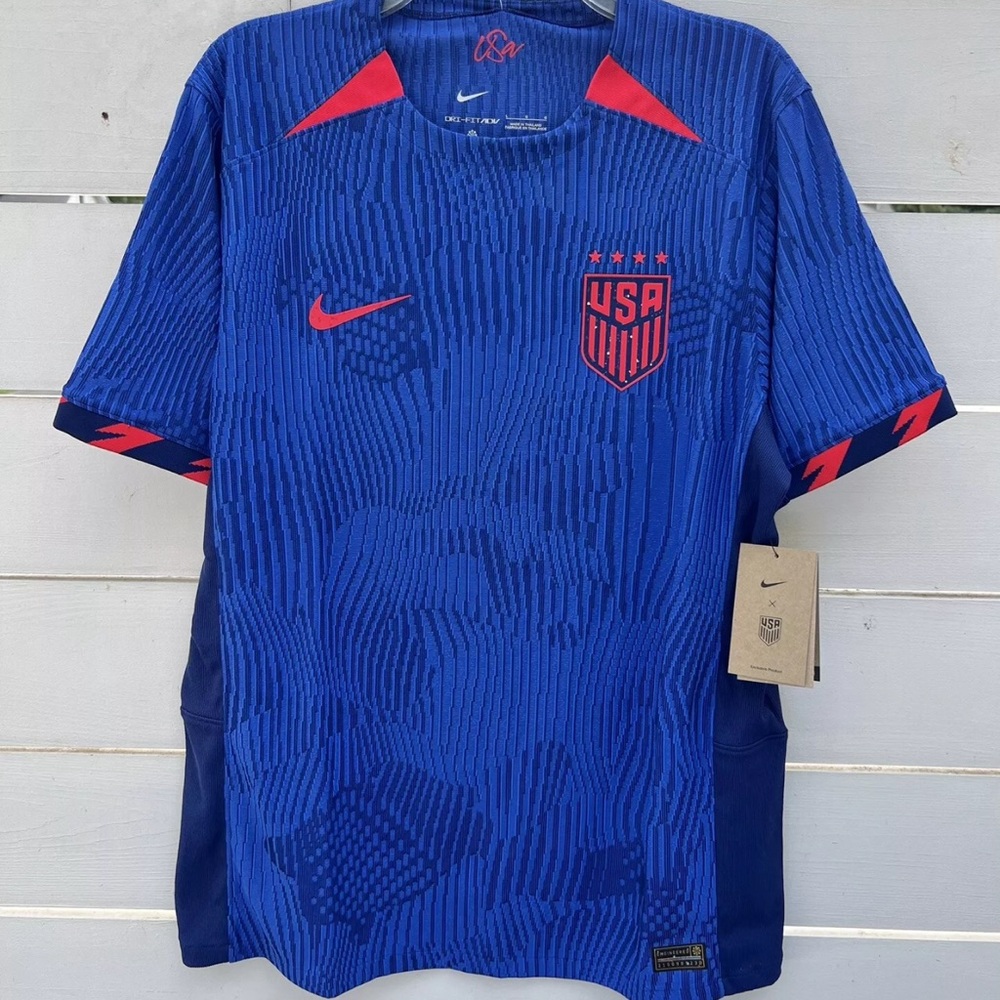 Nike Blue and Red Performance Soccer Jersey